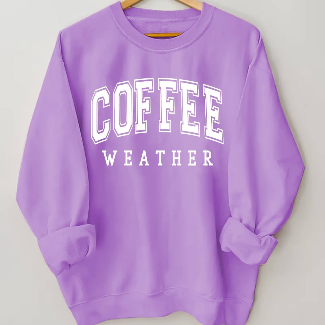 Plus Size Coffee Print Sweatshirt, Casual Long Sleeve Crew Neck Pullover Sweatshirt