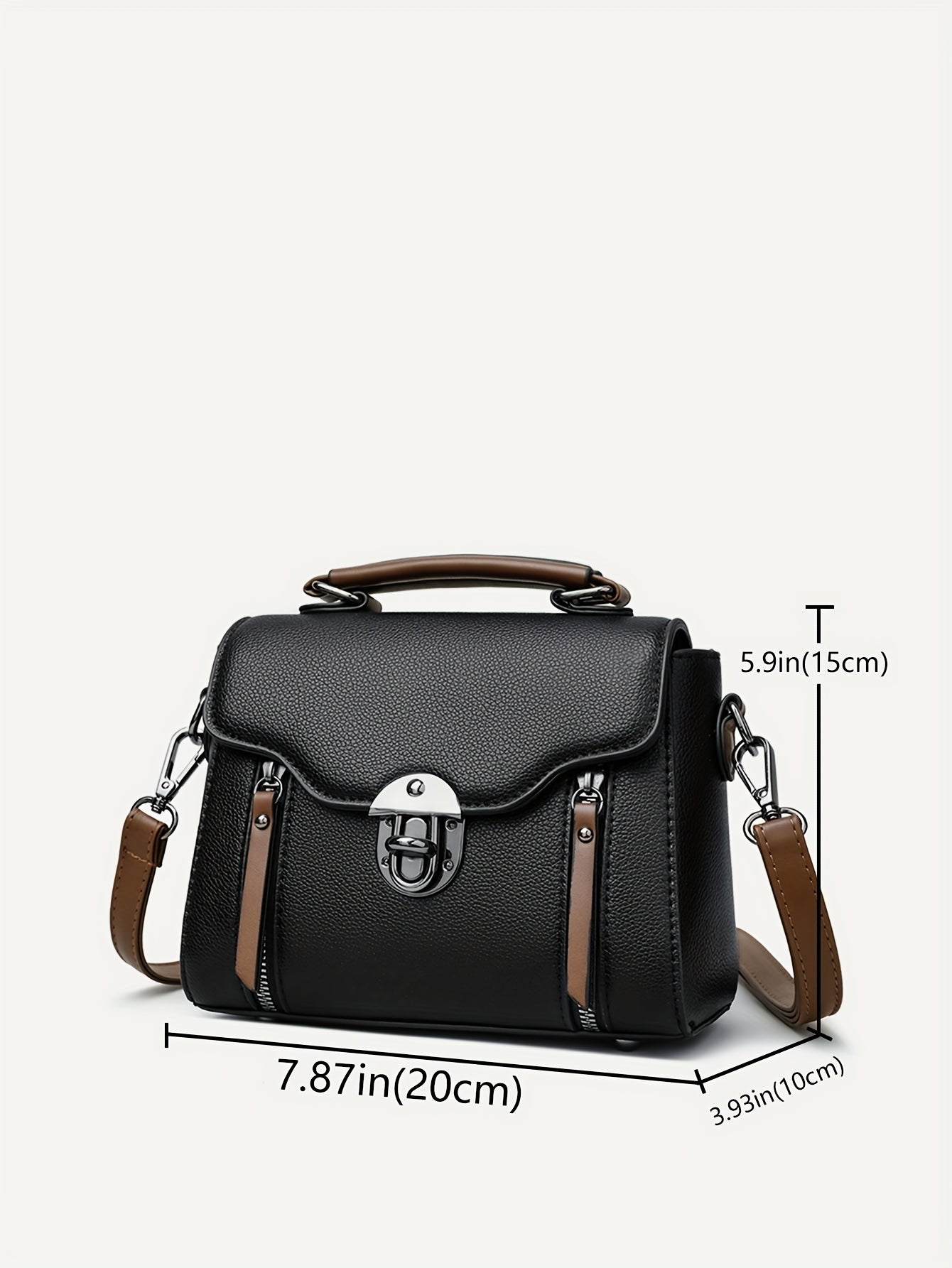 Retro Buckle Handbag For Women, Color Contrast Crossbody Bag,