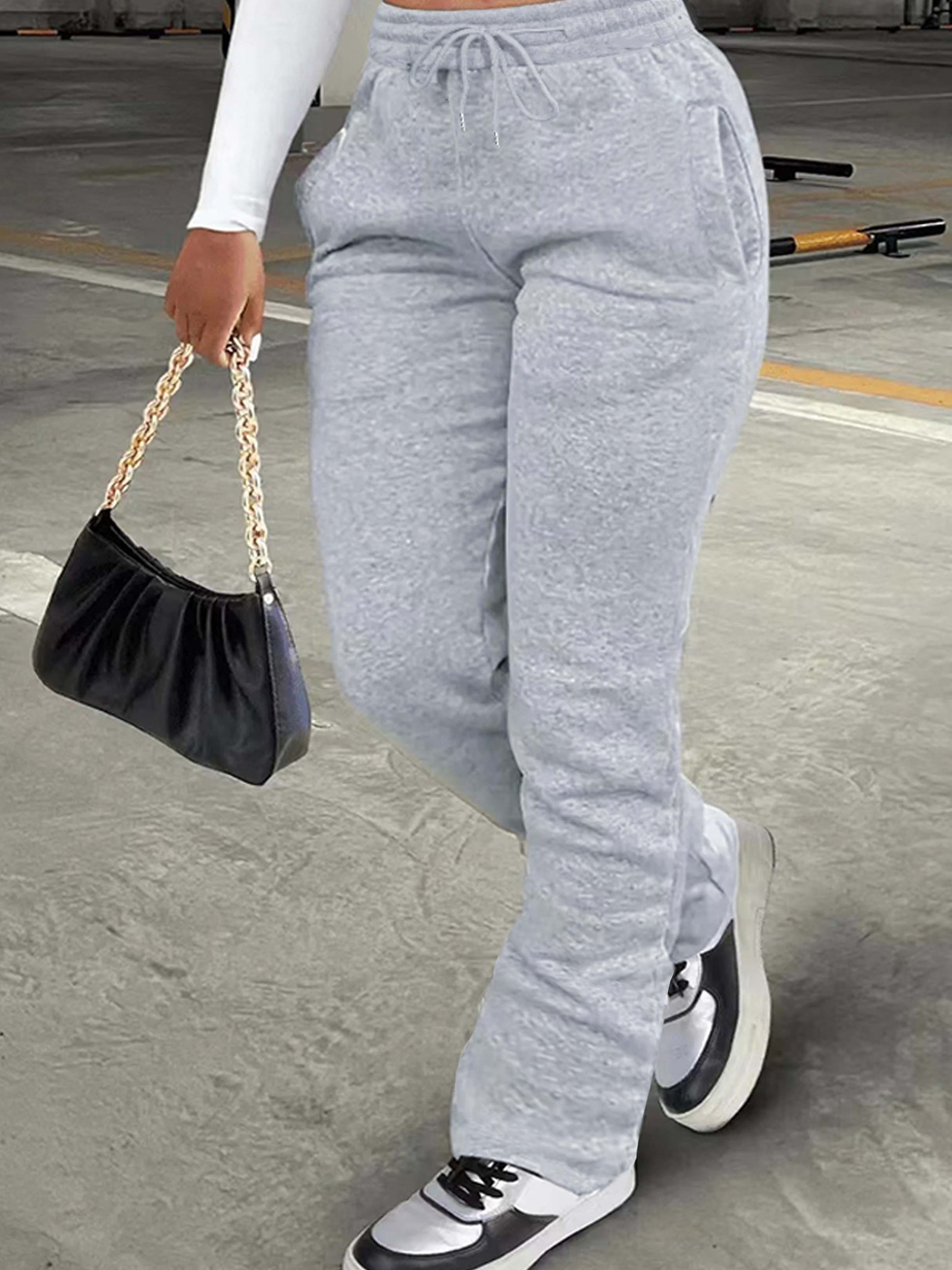 Cozy Drawstring Loose Fit Sweat Pants - LuxyXO