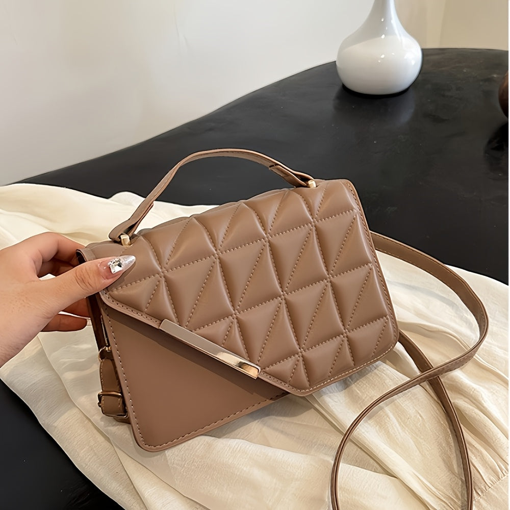 1pc Fashion Quilted Crossbody Bag for Women - Adjustable Strap, Trendy Faux Leather Shoulder Purse