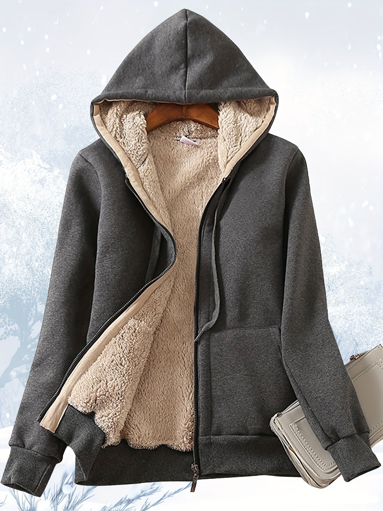 Winter Warm Jackets Thick Sherpa Lined Zip Up Hoodies Heavyweight Sweatshirt Coat