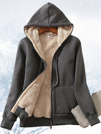 Winter Warm Jackets Thick Sherpa Lined Zip Up Hoodies Heavyweight Sweatshirt Coat