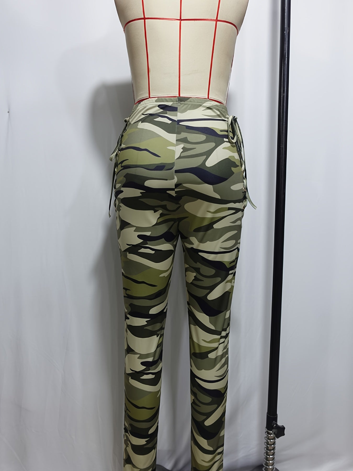 Ladies' Camouflage Slimming Pants - Pinhole Lace-Up Design, Fashionable, Comfortable, and Stylish Legwear for Women