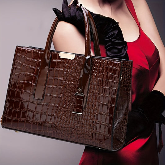 Trendy Crocodile Pattern Handbag for Women