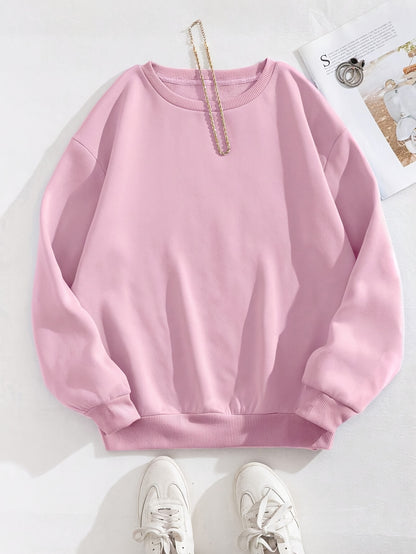 Sudadera acogedora de cuello redondo y manga larga para mujer