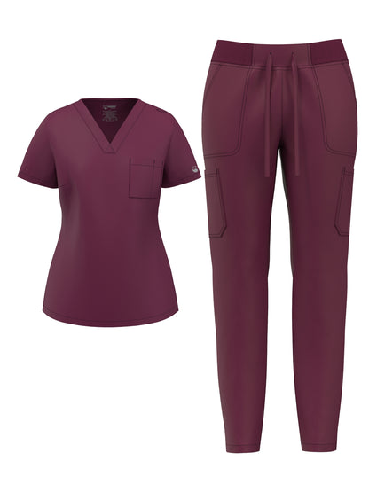 Pandamed Scrubs Women's Polyester And Spandex Medical Uniform Set, V-Neck, Short Sleeve, Pocket, Breathable, All-Season, No Pockets, No Chest Pad, Knit Fabric, No Print, Scrubs For Nurses And Medical Professionals