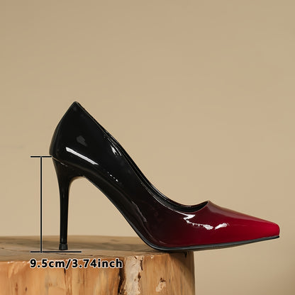 Chic Gradient Pointed-Toe Stiletto Heels for Women - Fashionable Slip-On Pumps with Cover Finish, Perfect for All Seasons