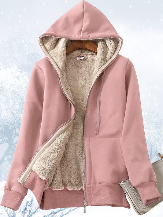 Chaquetas cálidas de invierno con forro de sherpa grueso, sudaderas con capucha y cremallera, abrigo de sudadera de peso pesado